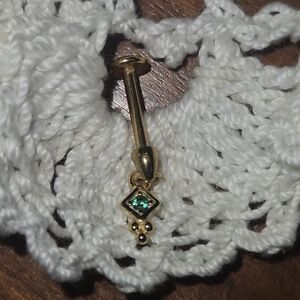 Elegant Gold and Green Gemstone Nose Ring